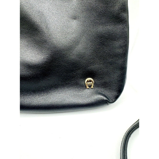 Etienne AignerVintage Etienne Aigner Soft Black Leather Mini Minimalist Shoulder Bag - Black Dog Vintage
