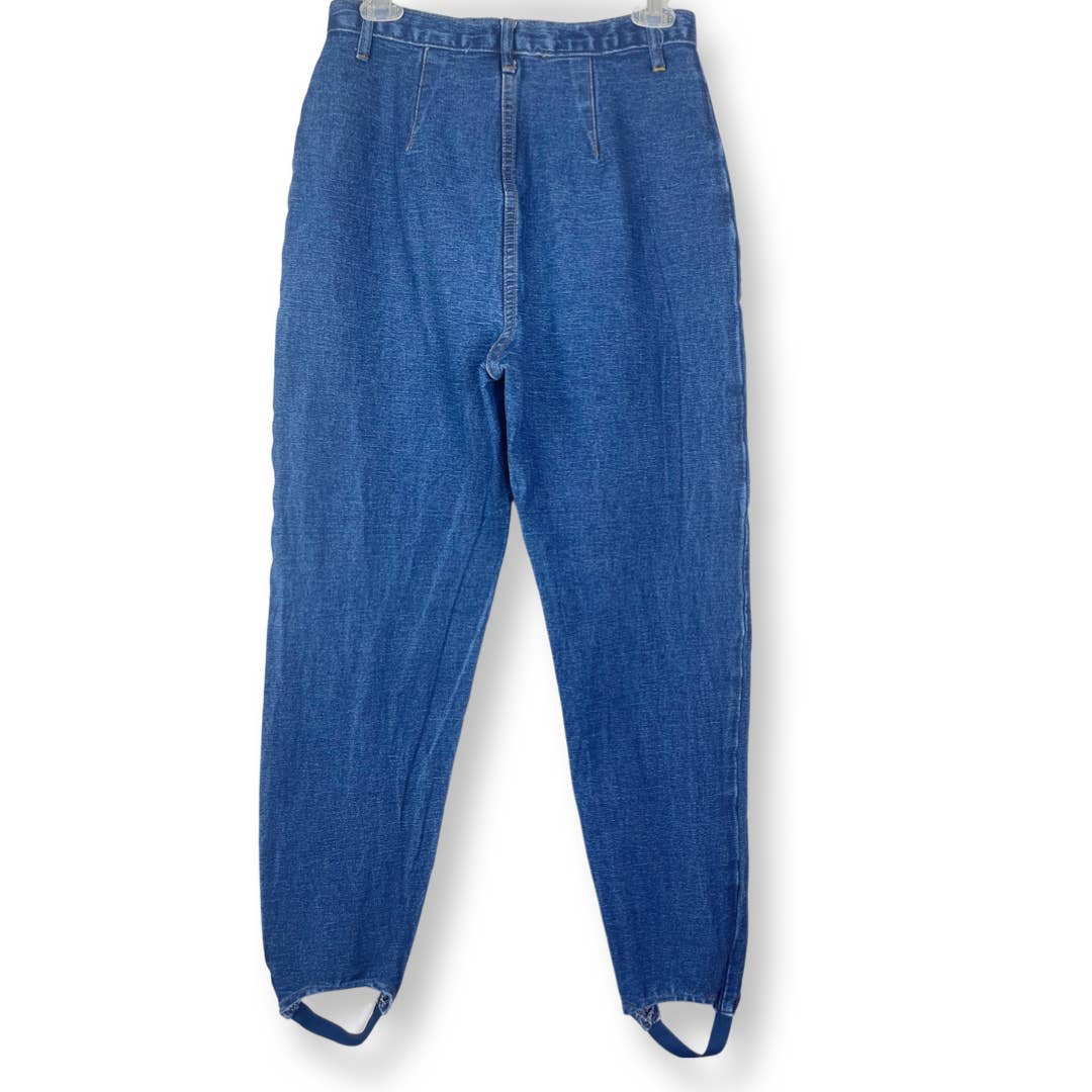 ForenzaVintage 1980s Forenza Stirrup Bottom High Rise Blue Jeans - Mom Jeans - Wedge - Black Dog Vintage