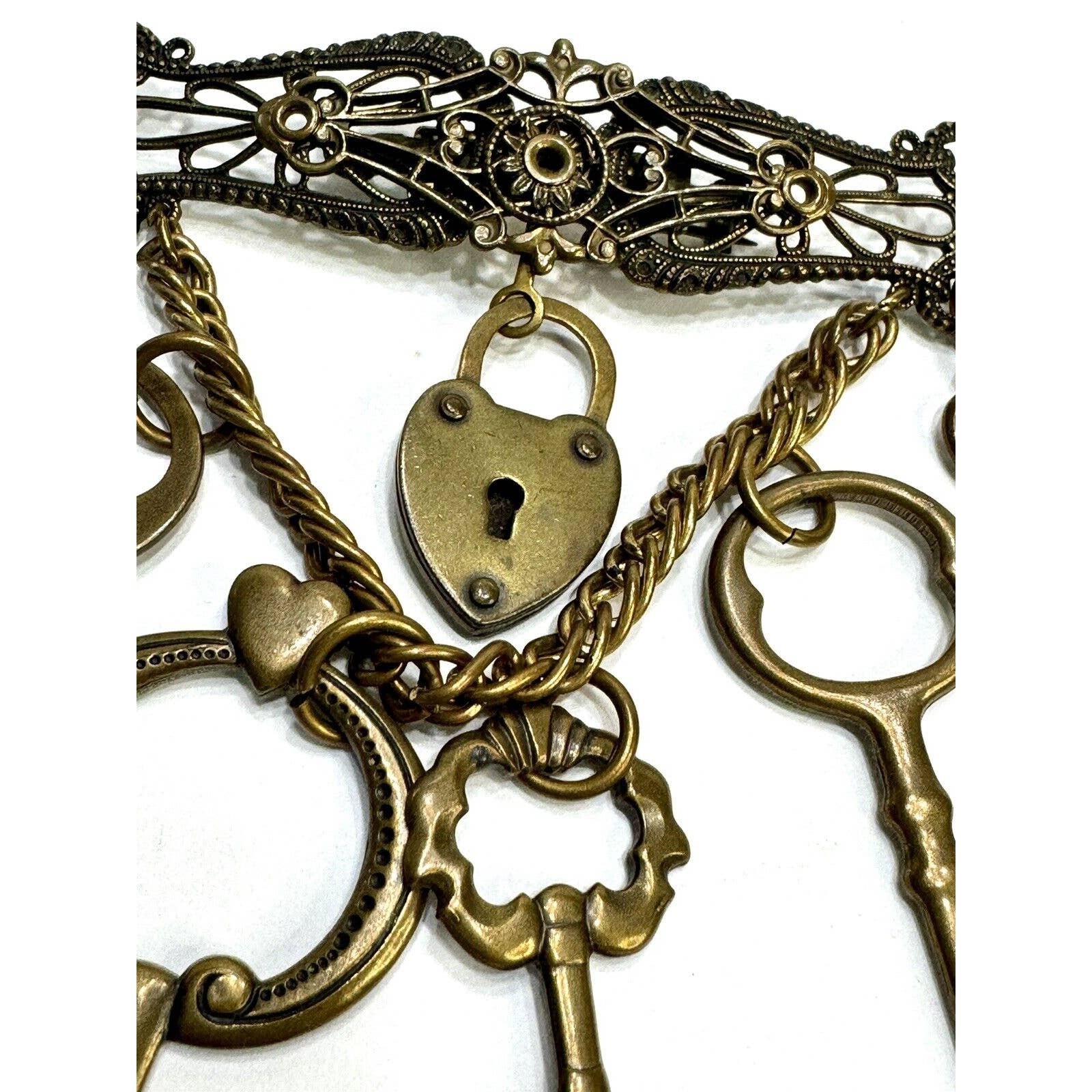 Jan MichaelsSteampunk Keys To My Heart Dangle Brooch Pin by Jan Michaels - Black Dog Vintage