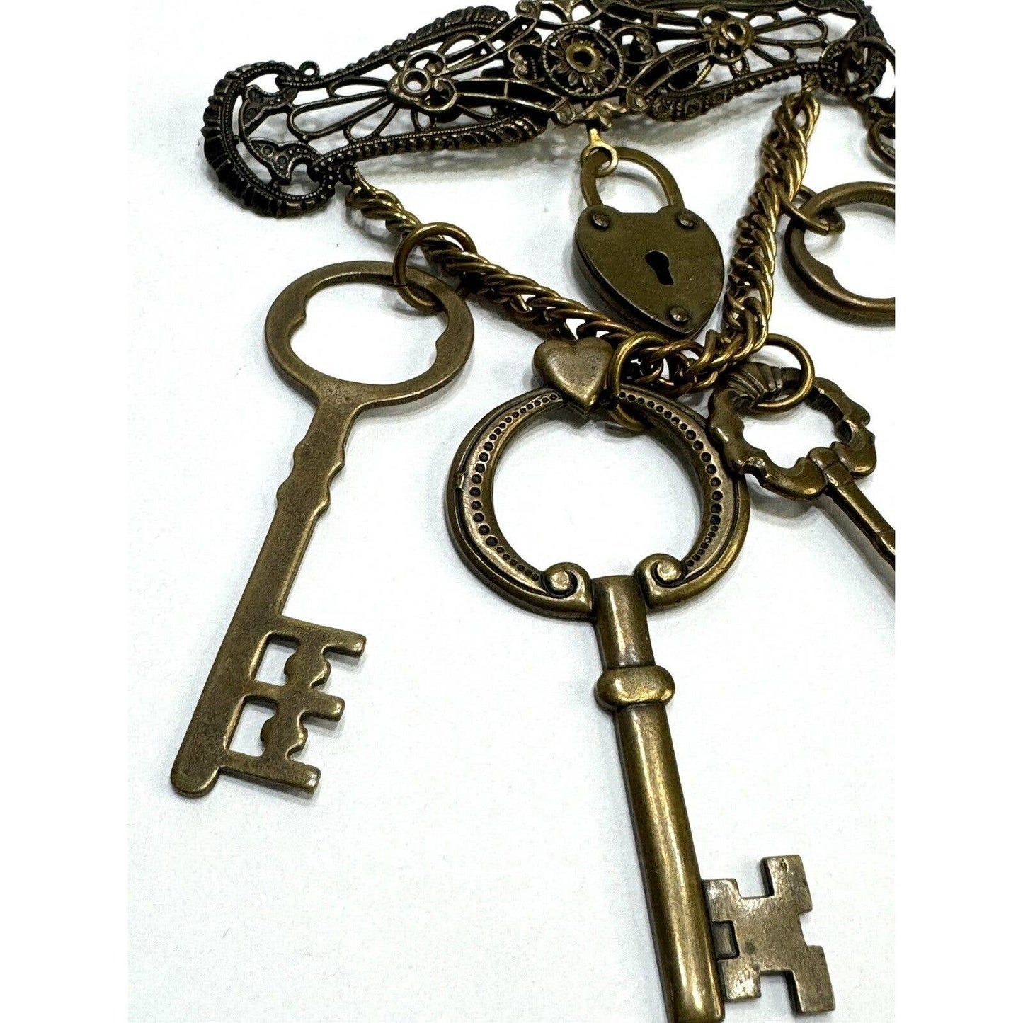 Jan MichaelsSteampunk Keys To My Heart Dangle Brooch Pin by Jan Michaels - Black Dog Vintage