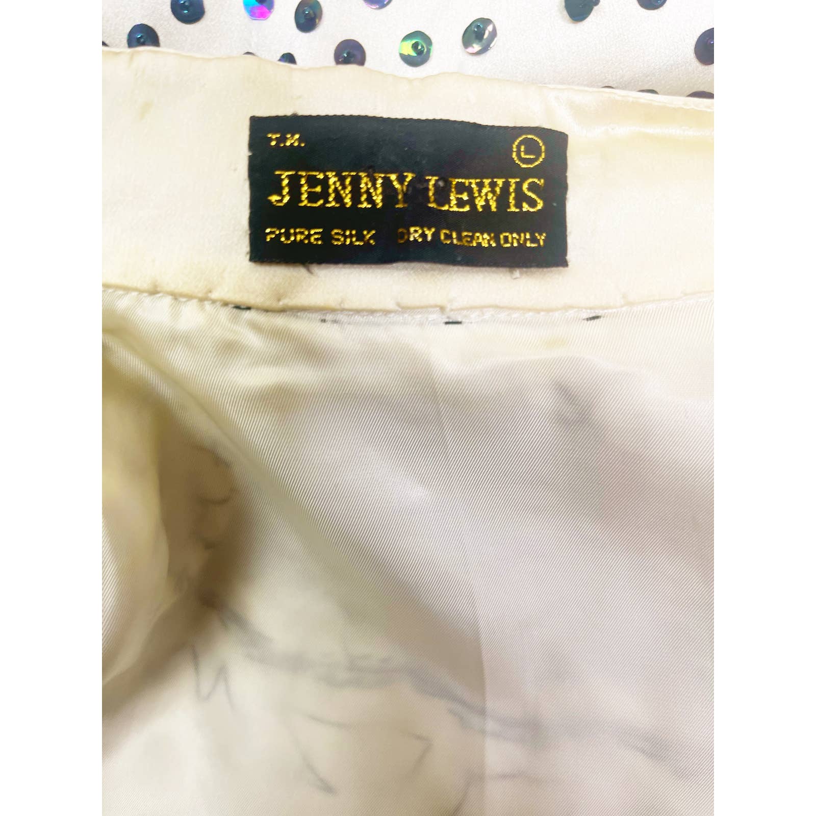 Jenny LewisJenny Lewis Silk Jacket Embroidered Beaded and Sequined In Iridescent Deep Blue - Black Dog Vintage