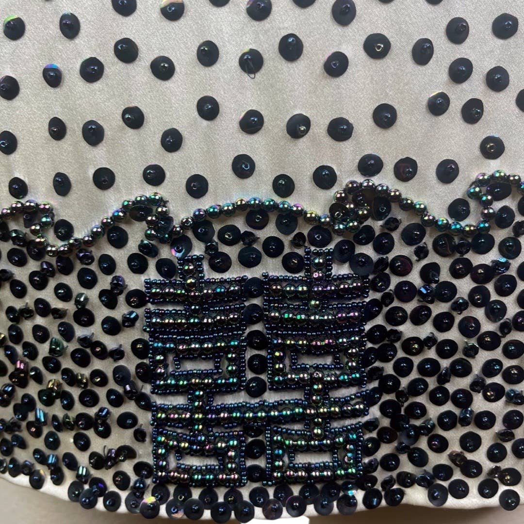 Jenny LewisJenny Lewis Silk Jacket Embroidered Beaded and Sequined In Iridescent Deep Blue - Black Dog Vintage