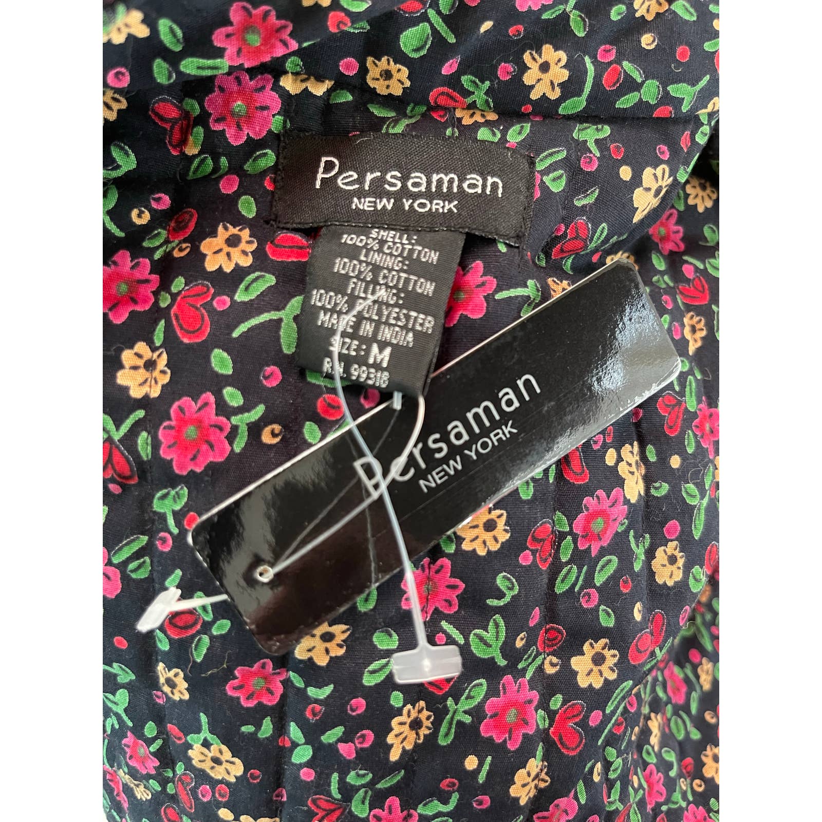 PersamenVintage Deadstock Persaman New York Quilted Jacket - Vera Bradley Style - Floral - Black Dog Vintage