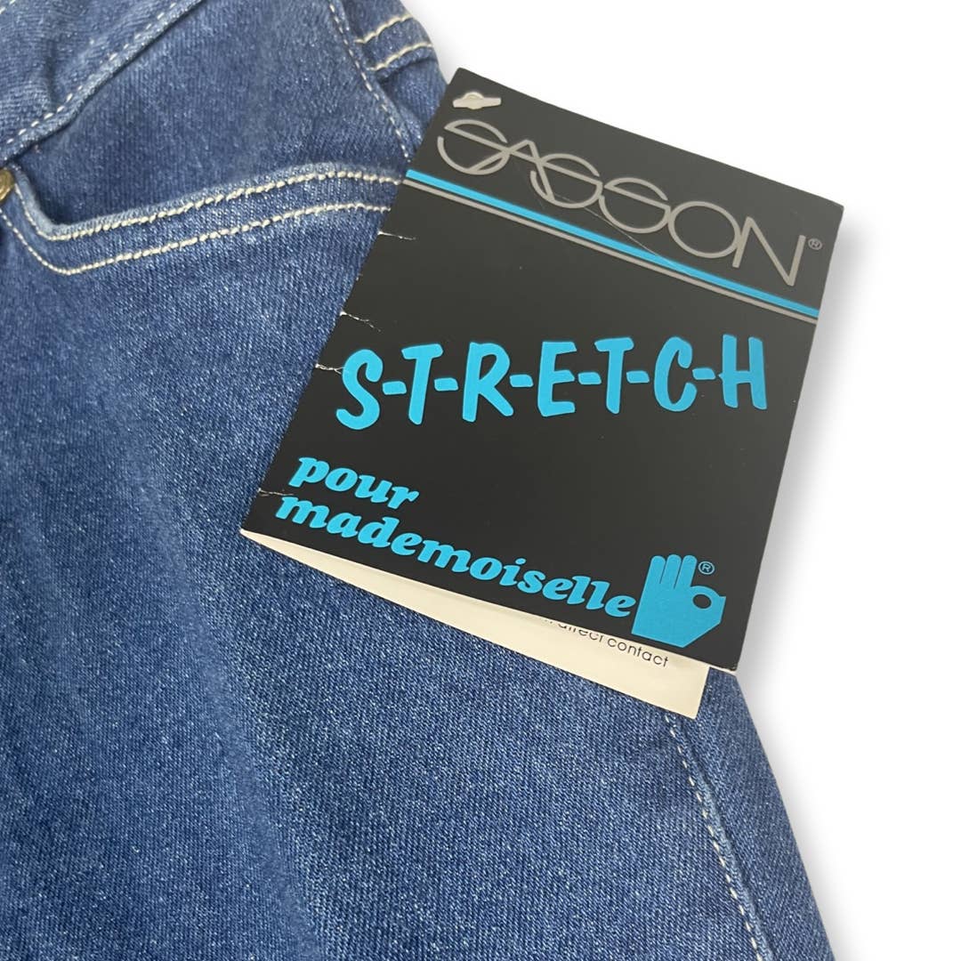SassonVintage 1980's Super Slim Deadstock Stretch Sasson Jeans With Ankle Zippers - Size 3 - Black Dog Vintage