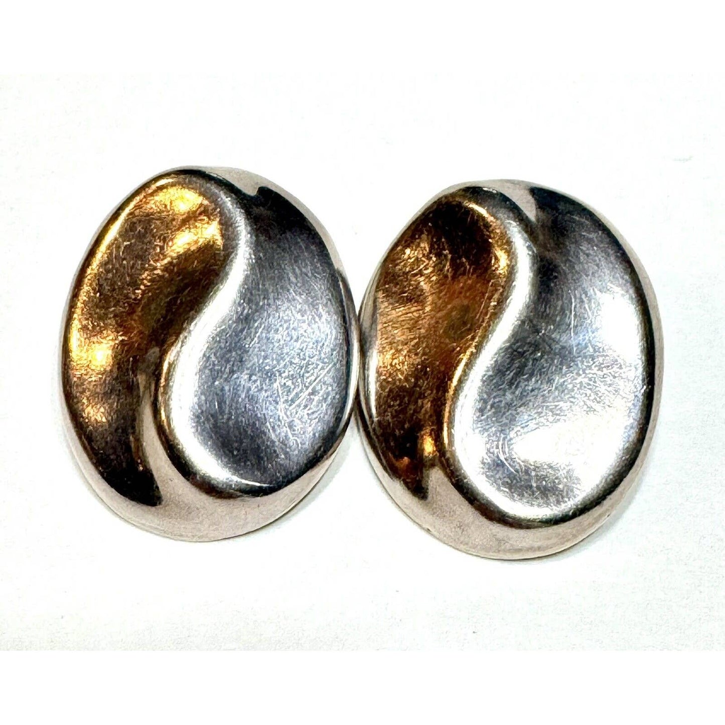 Unbranded925 Silver (Sterling) Earrings Retro Mexico TD-56 Clip On Yin Yang Swirl Style - Black Dog Vintage