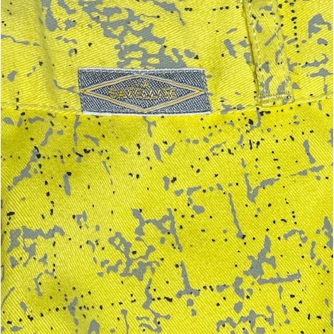 Via SatelliteRetro Yellow Grey Splatter Pattern Pleated Deadstock 1980s Pants Via Satellite - Black Dog Vintage