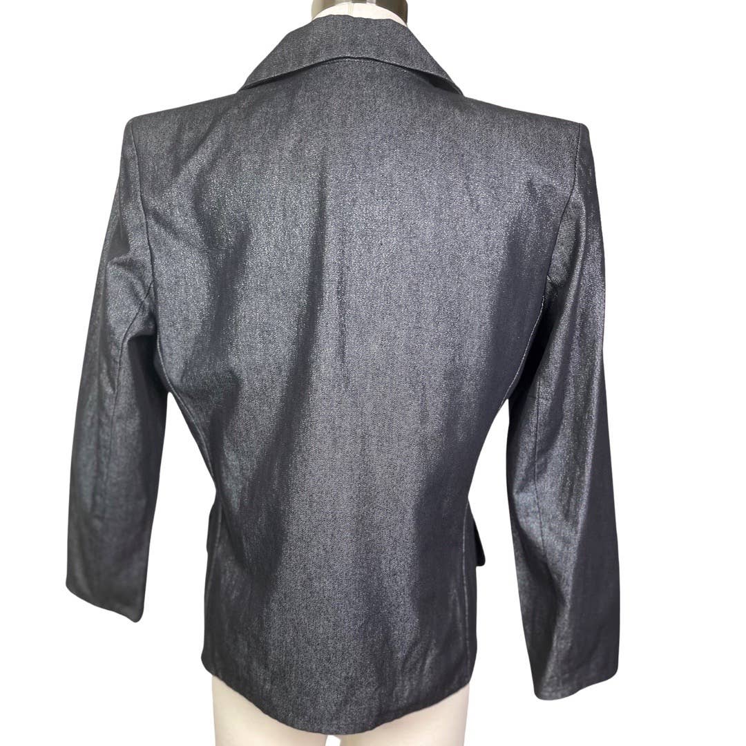 Yves Saint LaurentYves Saint Laurent Encore Vintage Silver Metallic Twill Blazer Jacket - Black Dog Vintage